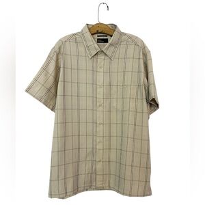 Marc Edwards short-sleeved plaid shirt Men's size XL Tan Plaid Button Down Shirt